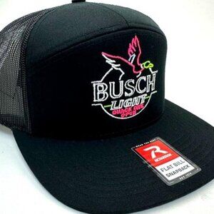 Retro Busch Duck Hunter Beer Drinking Party Hat Cap Mesh Snapback Flat Bill 90s